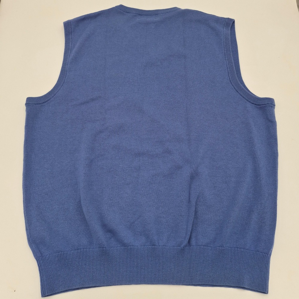 Polo Golf Ralph Lauren Blue Cotton Cashmere V-Neck Sweater Vest Mens Medium - Picture 3 of 6
